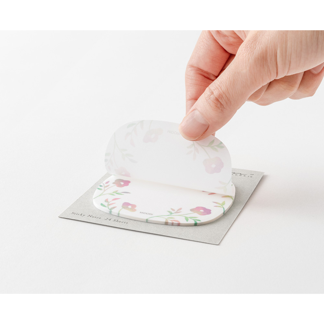 Midori Sticky Notes — Transparency Flower Pink — angle view