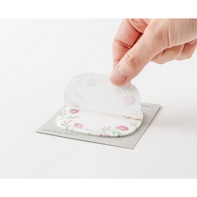Midori Sticky Notes — Transparency Flower Pink — angle view