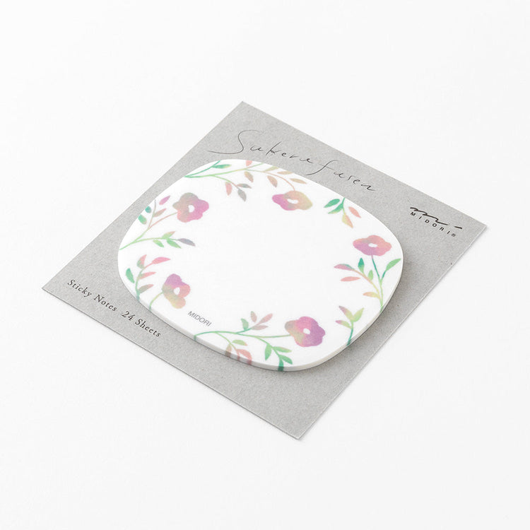 Midori Sticky Notes — Transparency Flower Pink — with packaging