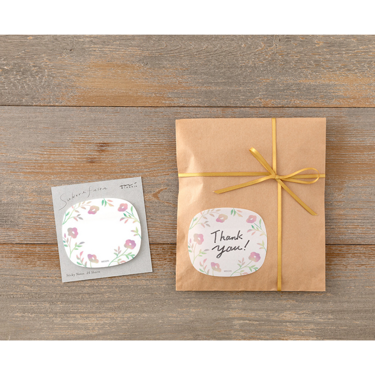 Midori Sticky Notes — Transparency Flower Pink — detail view