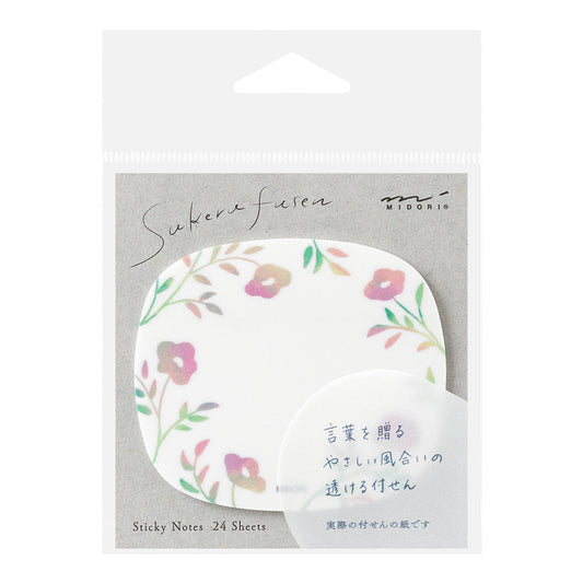 Midori Sticky Notes — Transparency Flower Pink — detail view