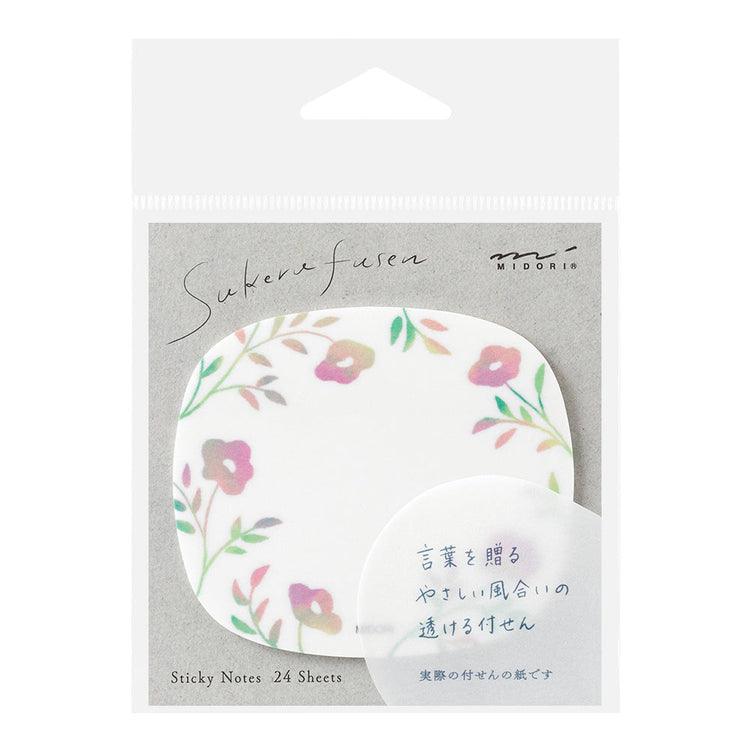 Midori Sticky Notes — Transparency Flower Pink — detail view