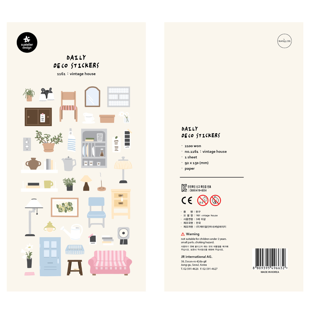 Suatelier Daily Deco Stickers — Vintage House — sticker detail
