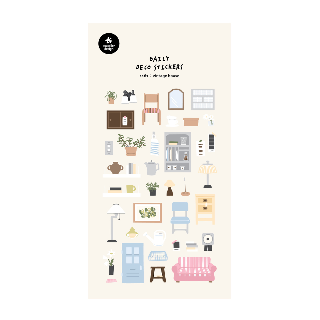 Suatelier Daily Deco Stickers — Vintage House — sheet front
