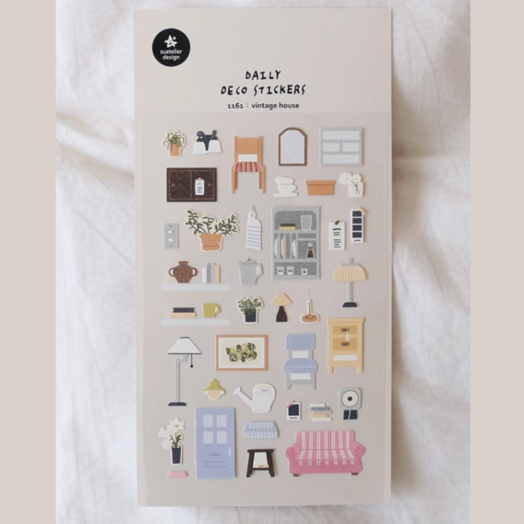 Suatelier Daily Deco Stickers — Vintage House — applied in a journal