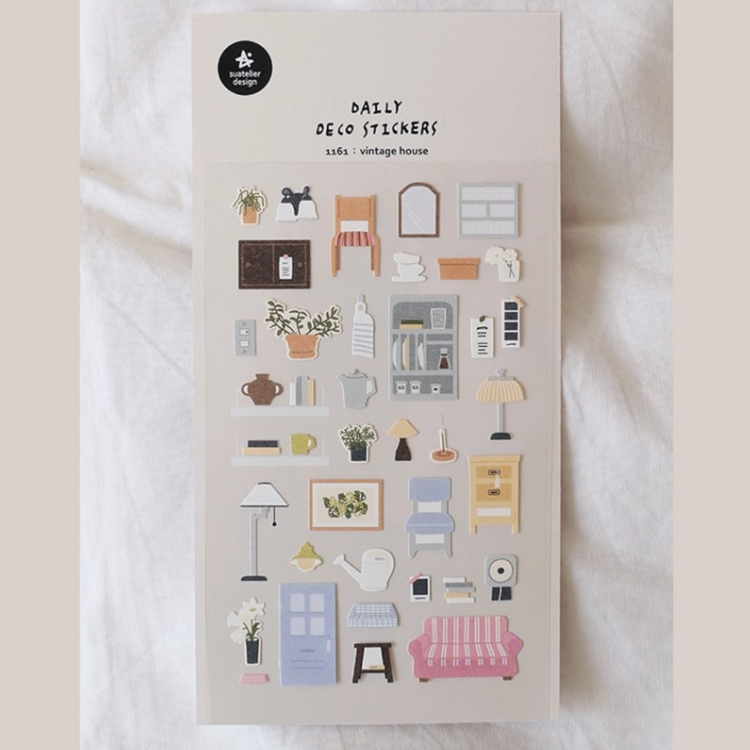 Suatelier Daily Deco Stickers — Vintage House — applied in a journal