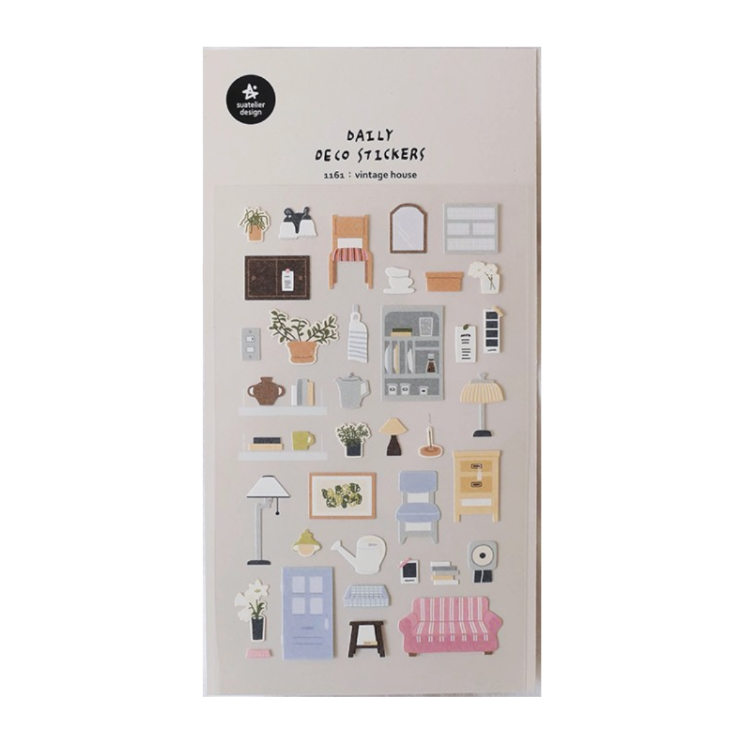 Suatelier Daily Deco Stickers — Vintage House — with packaging