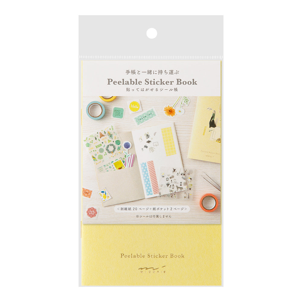 Midori Sticker Book with Pocket — Yellow — front view