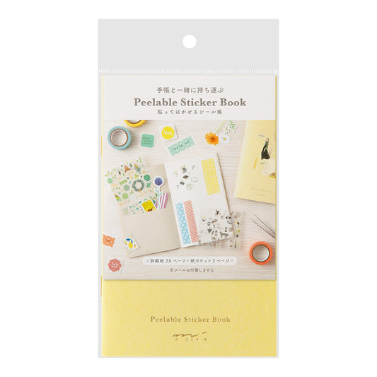 Midori Sticker Book with Pocket — Yellow — front view