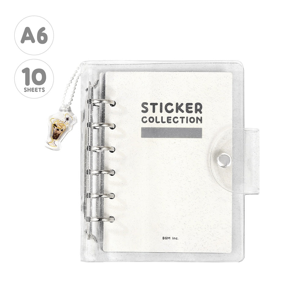 BGM Notebook-Style Sticker Book — A6 Glitter Clear — sheet front
