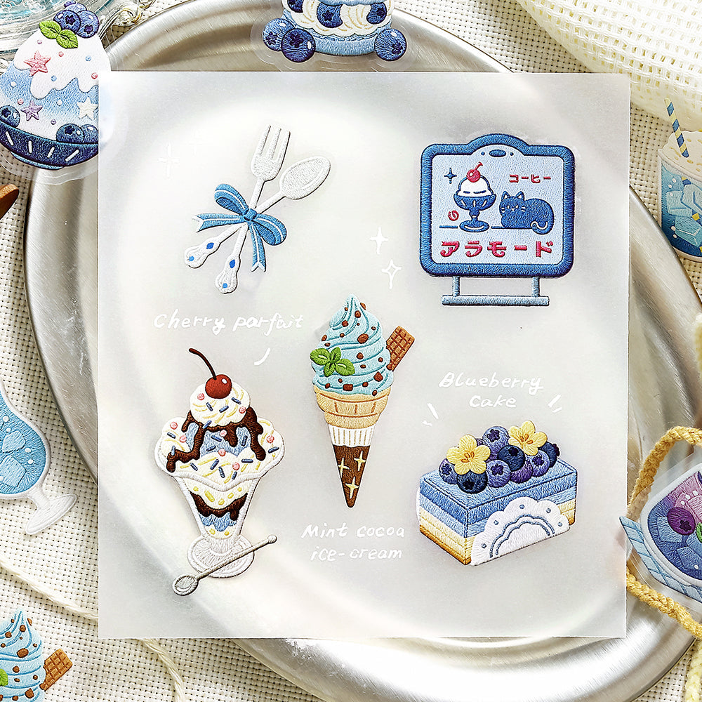 BGM Clear Seal: Cafe À la Mode - Embroidery Book (Blue)