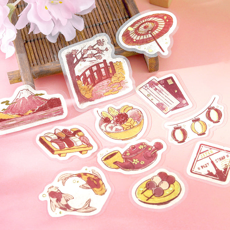 BGM Flakes Seal: Fragments of Travel — To Japan — applied in a journal