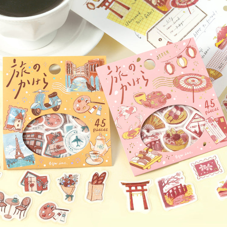 BGM Flakes Seal: Fragments of Travel — To the World — applied in a journal