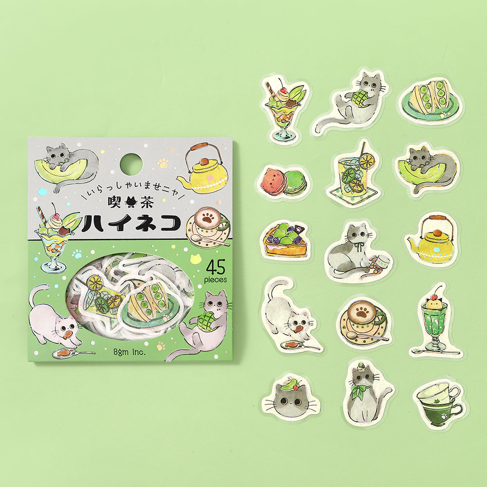 BGM Flakes Seal: Welcome Meow! — Café Haineko — sticker detail