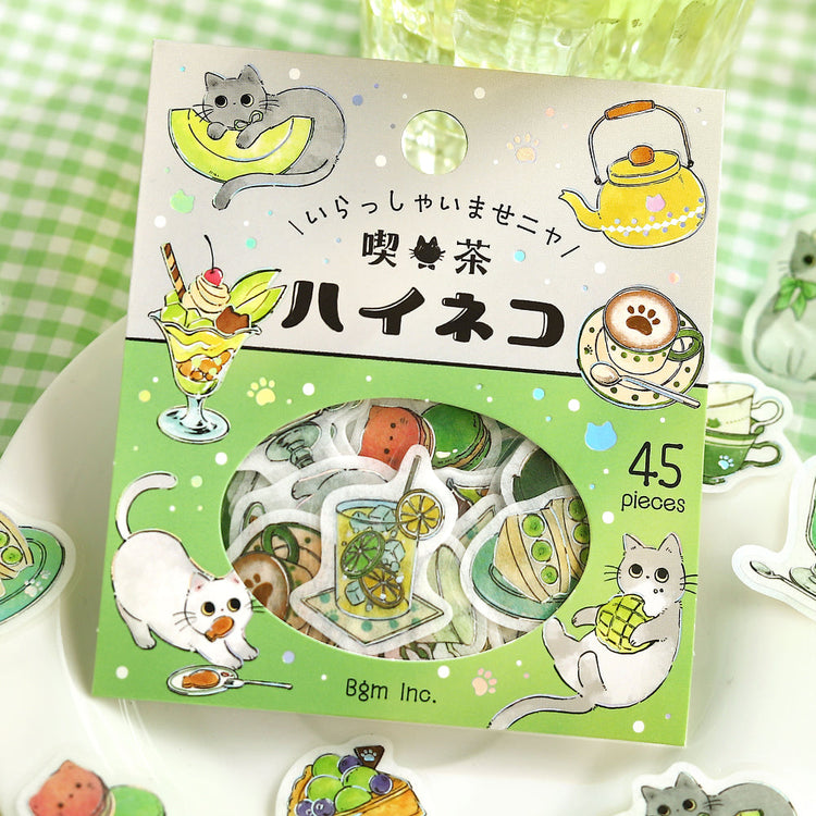 BGM Flakes Seal: Welcome Meow! — Café Haineko — close-up