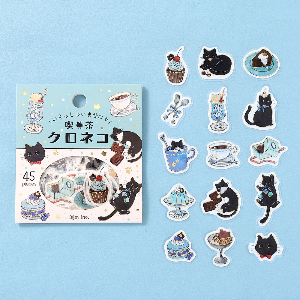 BGM Flakes Seal: Welcome Meow! — Café Kuroneko — sticker detail