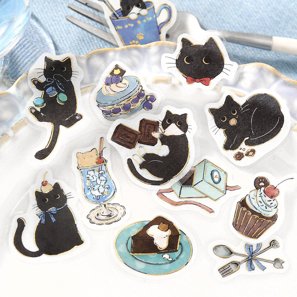 BGM Flakes Seal: Welcome Meow! — Café Kuroneko — applied in a journal