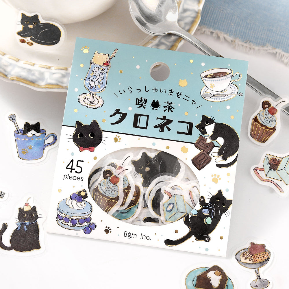 BGM Flakes Seal: Welcome Meow! — Café Kuroneko — close-up