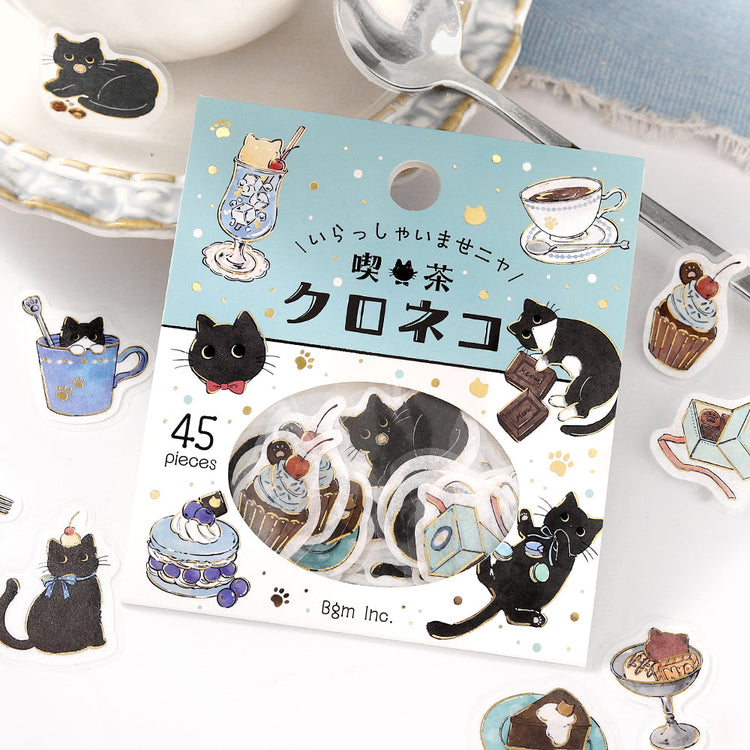 BGM Flakes Seal: Welcome Meow! — Café Kuroneko — close-up