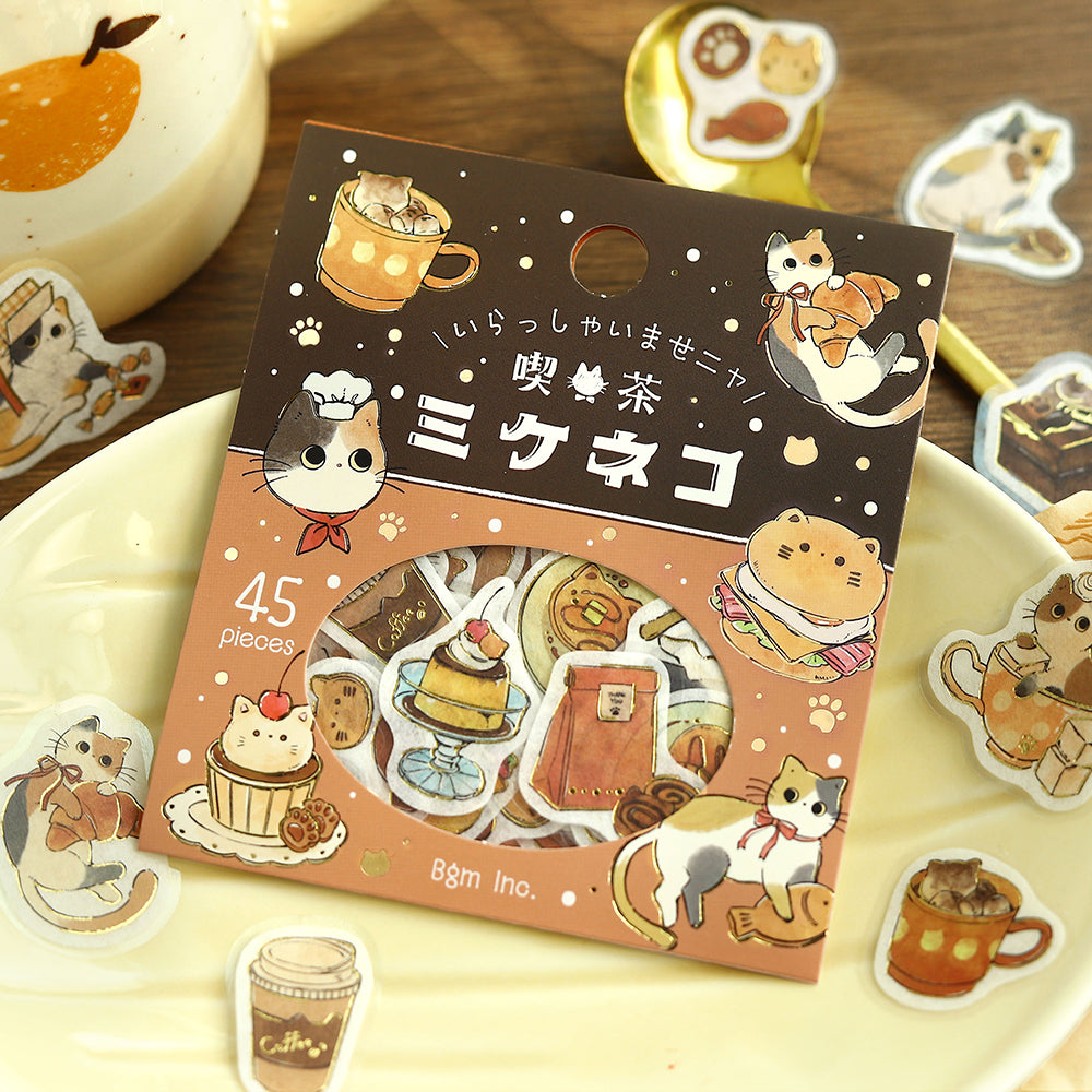 BGM Flakes Seal: Welcome Meow! — Café Mikeneko — close-up