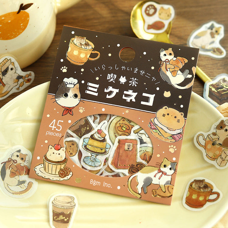 BGM Flakes Seal: Welcome Meow! — Café Mikeneko — close-up