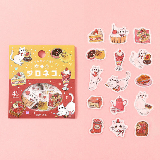 BGM Flakes Seal: Welcome Meow! — Café Shironeko — sticker detail