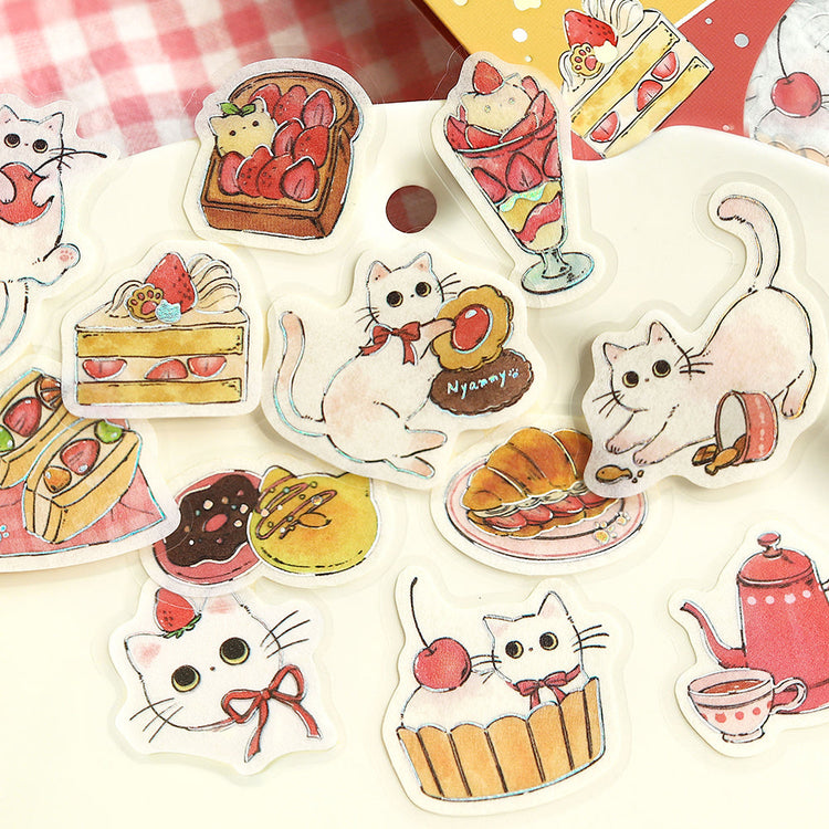 BGM Flakes Seal: Welcome Meow! — Café Shironeko — applied in a journal