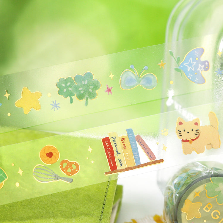 BGM Foil Stamping Clear Tape — Sky Encyclopedia: Lucky — rolled out on paper