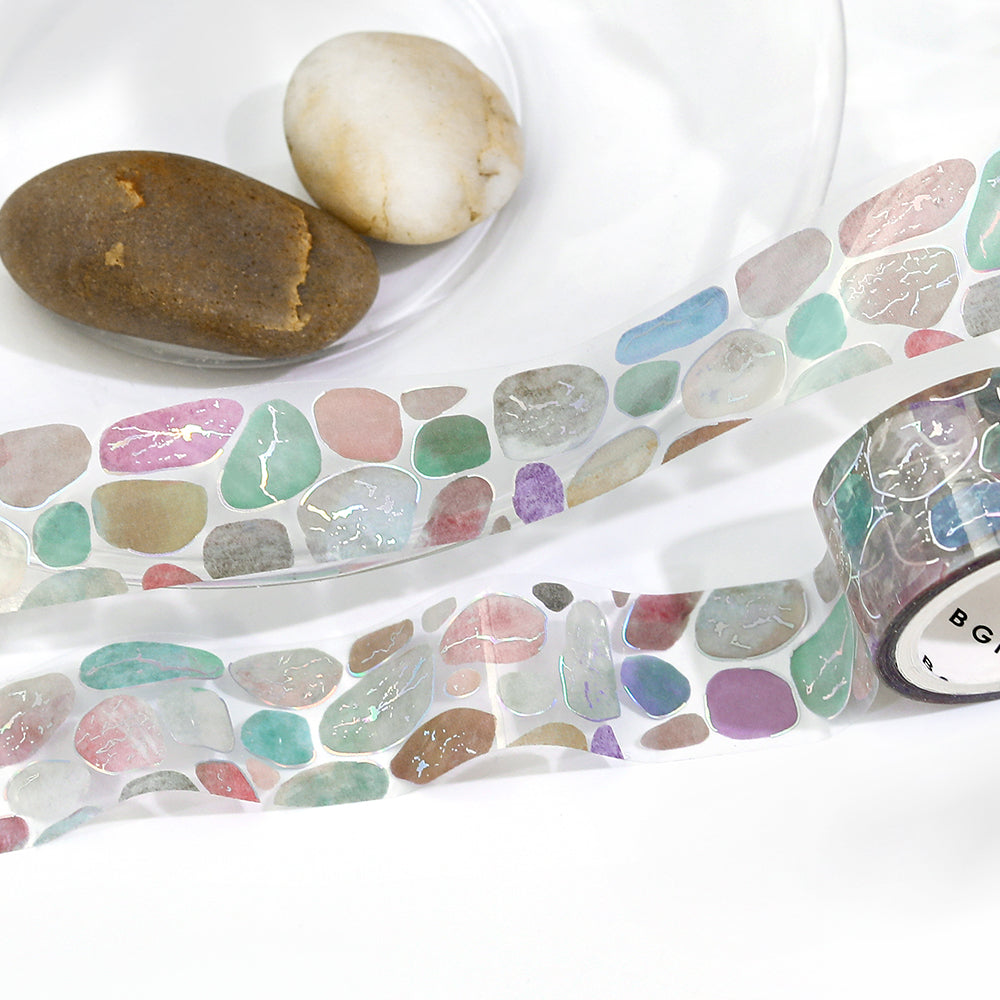 BGM Foil Stamping Clear Tape — Sky Encyclopedia: Pebble — rolled out on paper
