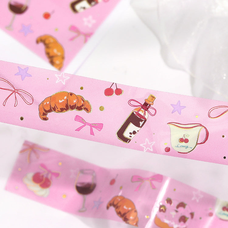 BGM Foil Stamping Clear Tape — Sky Encyclopedia: Sweet Time — rolled out on paper