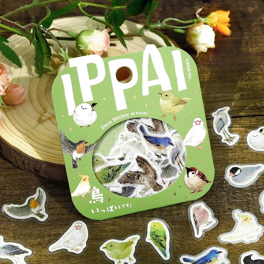 BGM Foil Stamping Flake Seal: Ippai — Full of Birds — close-up