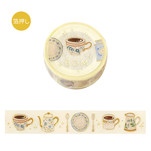 BGM Foil Stamping Masking Tape — Afternoon Tea Set — roll front