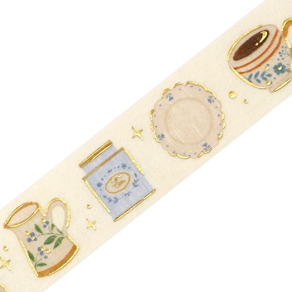 BGM Foil Stamping Masking Tape — Afternoon Tea Set — pattern detail