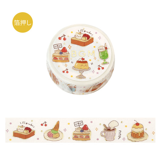 BGM Foil Stamping Masking Tape — Cafe Time — roll front