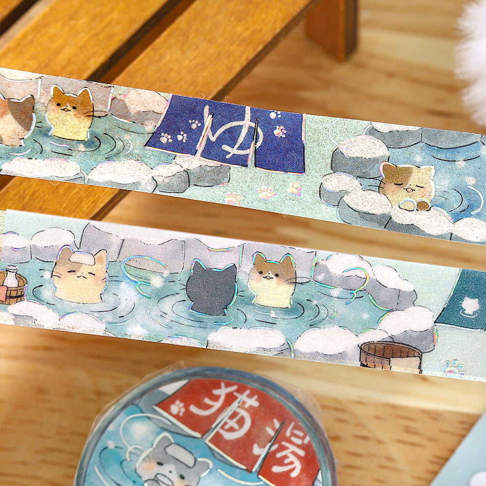 BGM Foil Stamping Masking Tape — Cat Bath — rolled out on paper