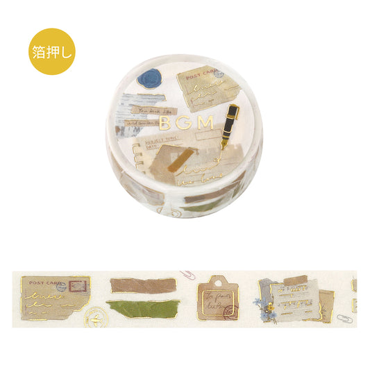 BGM Foil Stamping Masking Tape — Collage Fragments — roll front