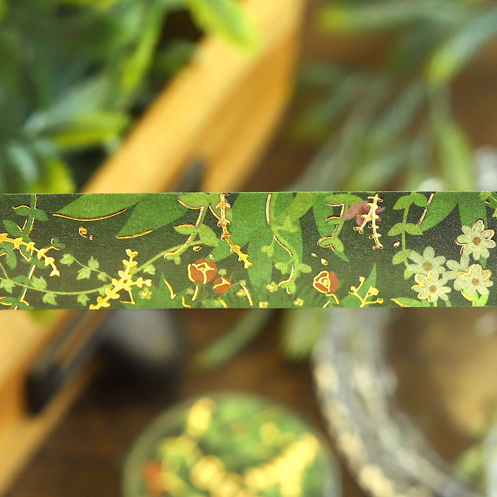BGM Foil Stamping Masking Tape — Green Path — rolled out on paper