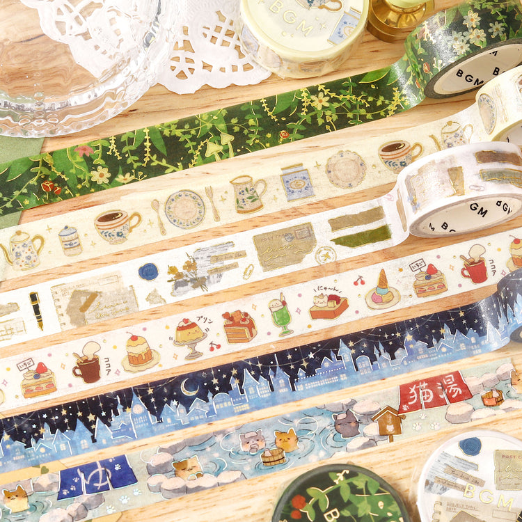 BGM Foil Stamping Masking Tape — Green Path — roll side view