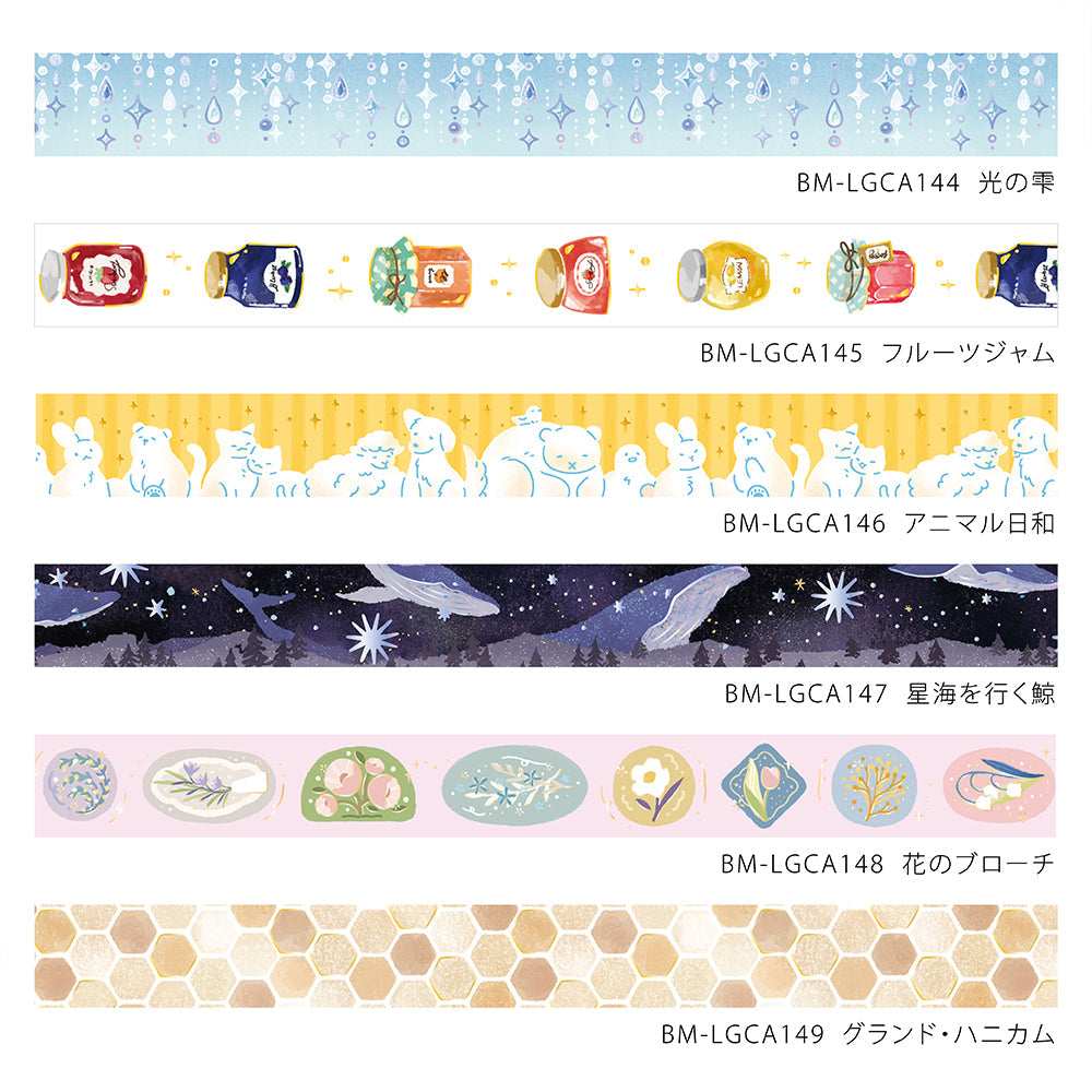 BGM Foil Stamping Masking Tape: Life — Drops of Light — roll side view
