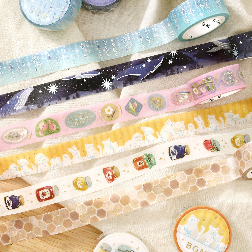 BGM Foil Stamping Masking Tape: Life — Drops of Light — colour close-up