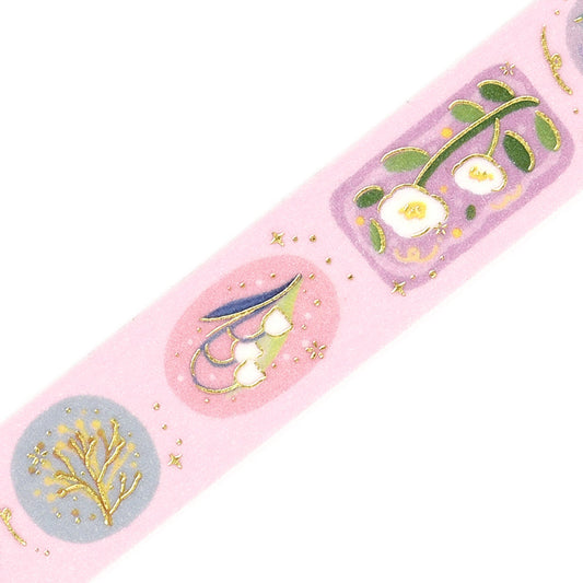 BGM Foil Stamping Masking Tape: Life — Flower Brooch — pattern detail