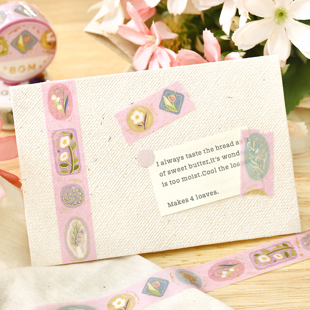BGM Foil Stamping Masking Tape: Life — Flower Brooch — with packaging
