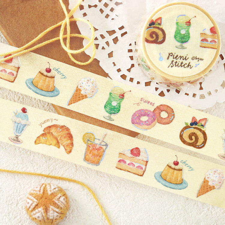 BGM Foil Stamping Masking Tape: Pienistitch — Little Café — rolled out on paper