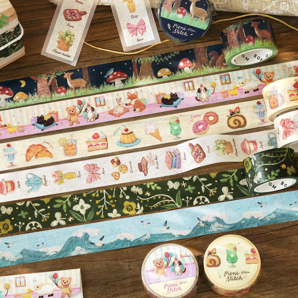 BGM Foil Stamping Masking Tape: Pienistitch — Little Café — roll side view