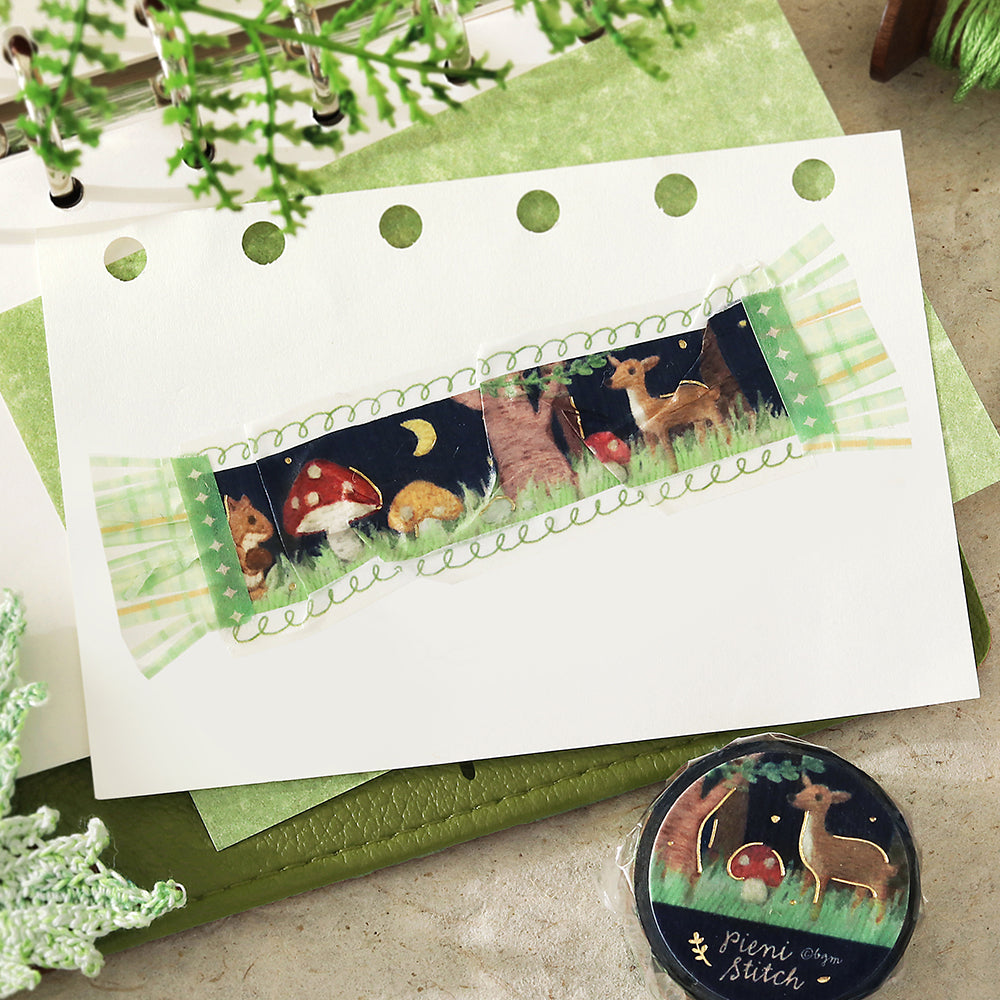 BGM Foil Stamping Masking Tape: Pienistitch — Little Forest — rolled out on paper