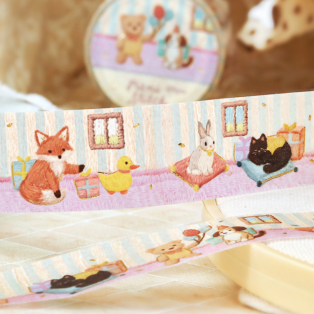 BGM Foil Stamping Masking Tape: Pienistitch — Little Party — rolled out on paper
