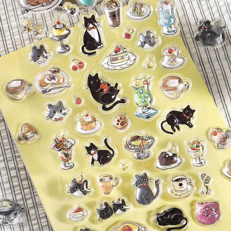 BGM Kyururun Seal — Black Cat Cafe — sticker detail