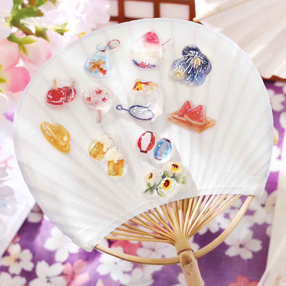 BGM Kyururun Seat Seal — Summer Tradition — applied in a journal
