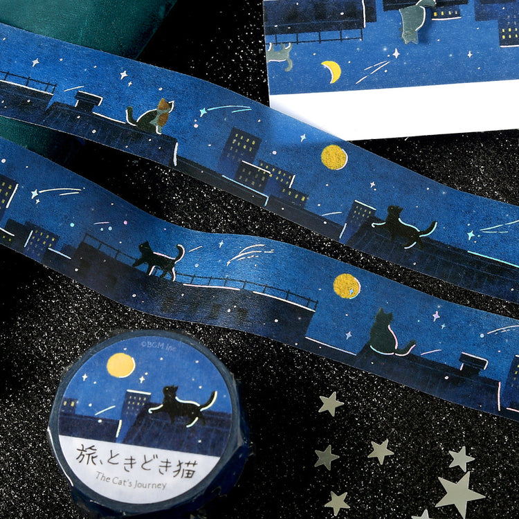 BGM Masking Tape Travels with Cats: Starry Night Whispers