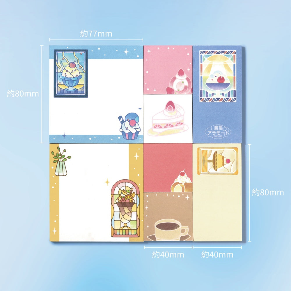 BGM Memo Seal Set: MEMONO — Café à la Mode Stained Glass — applied in a journal